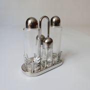 design Ettore Sottsass set Alessi the poor vinegar oil in glass and metal