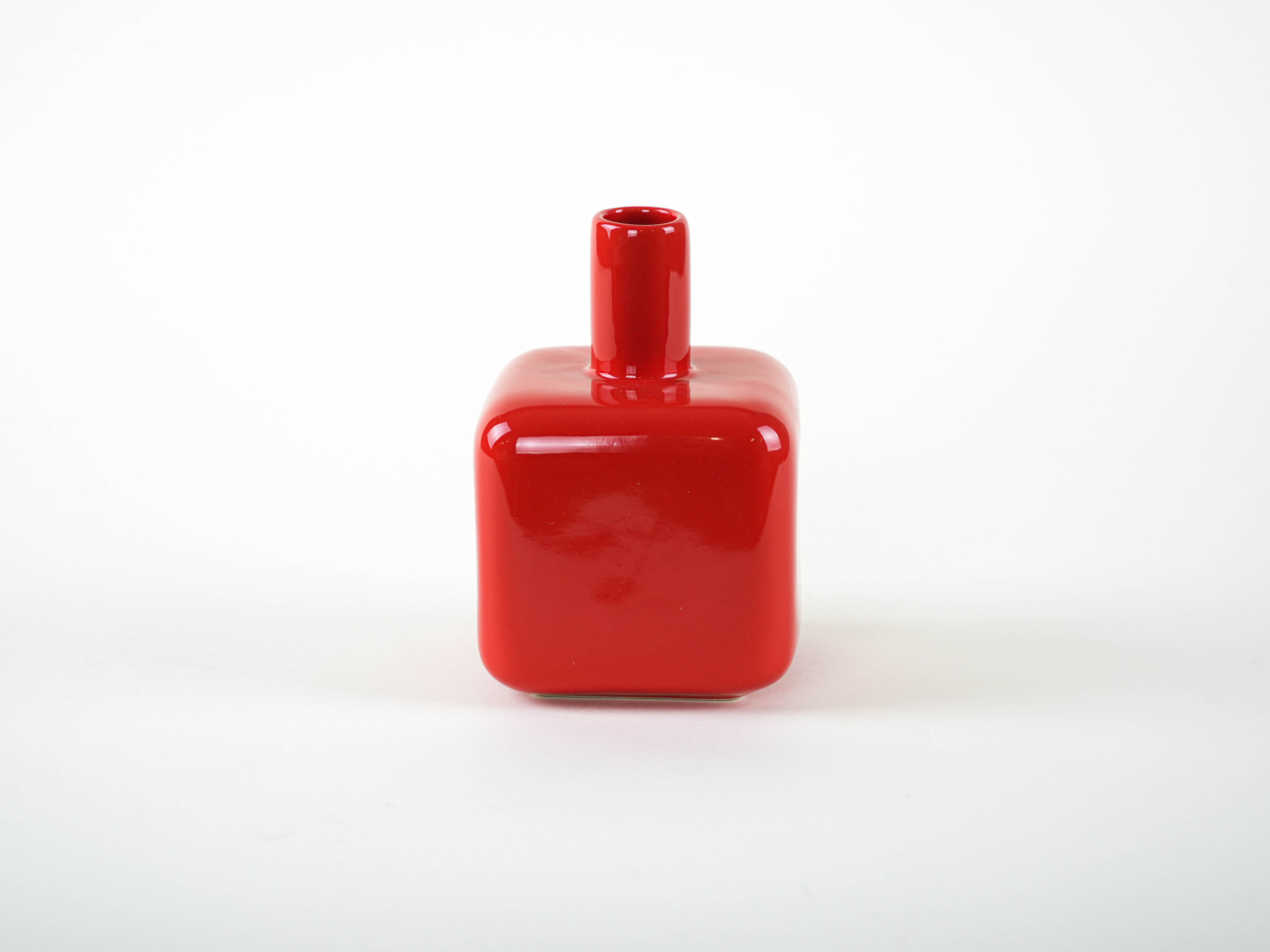 Red ceramic vase, German design, 1990s, manufactured by ASA Selection