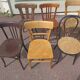 Set of 12 mismatched wooden bistro chairs