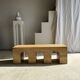 Solid monoxyl wood bench with carved 3-arch base - Natural wood color