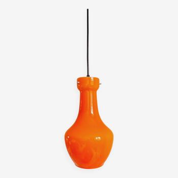 Vintage pendant light in orange opaline, Italy, 1960s