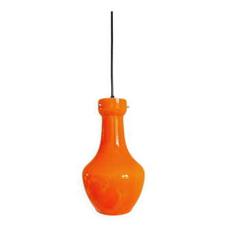 Vintage pendant light in orange opaline, Italy, 1960s