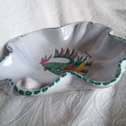 Vallauris - Stylised polychrome rooster cut - Stoneware - Quadrilobed dish