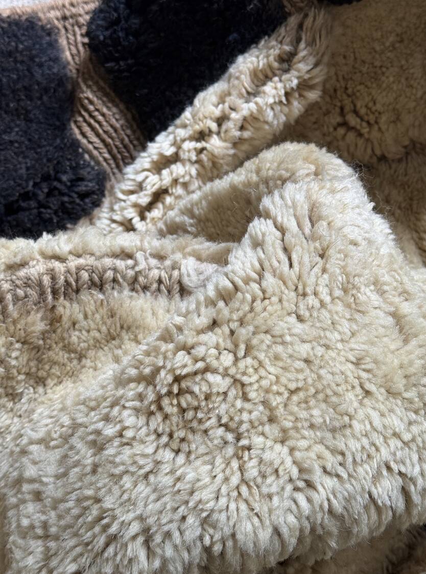 Grand tapis Mrirt béni, 100% laine vierge vintage, 4m x 3