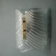 Fischer Leuchten vintage wall light, thick glass and brass wall sconce.