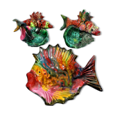 Set of 3 vintage fish bags kitsch vallauris