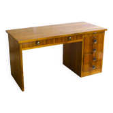 Small cubist Art Deco desk in walnut veneer, Belgium, 1930.
