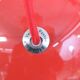 Iconic VP1 cherry red enamel flowerpot lamps designed by Verner Panton - &t