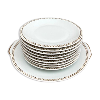 Porcelain plates and cake dish from Sologne Lamotte