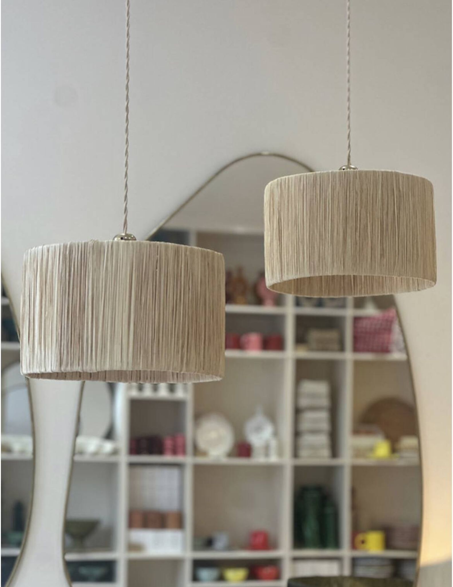 Suspension lampshade rattan bohemian vintage - d30 cm