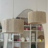 Raphia lampshade suspension bohemian vintage rattan - d30 cm