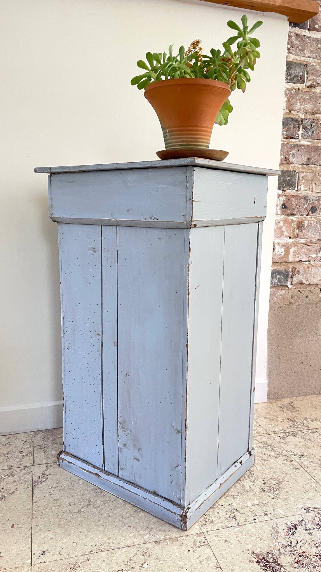 Antique Bedside Table in Weathered Grey Wood