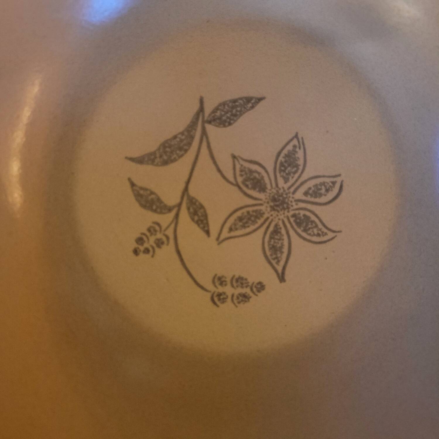 Stoneware salad bowl with floral decoration. 1970s