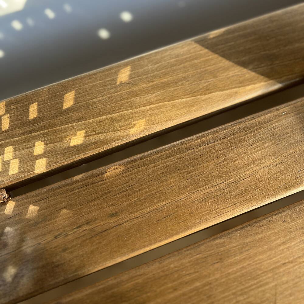 Vintage school bench with backrest