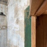 Vintage farm table with spindle legs.