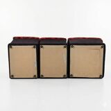 Modular Sofa Set (7 Pieces) — Velour Upholstery in Red-Orange Floral Patter