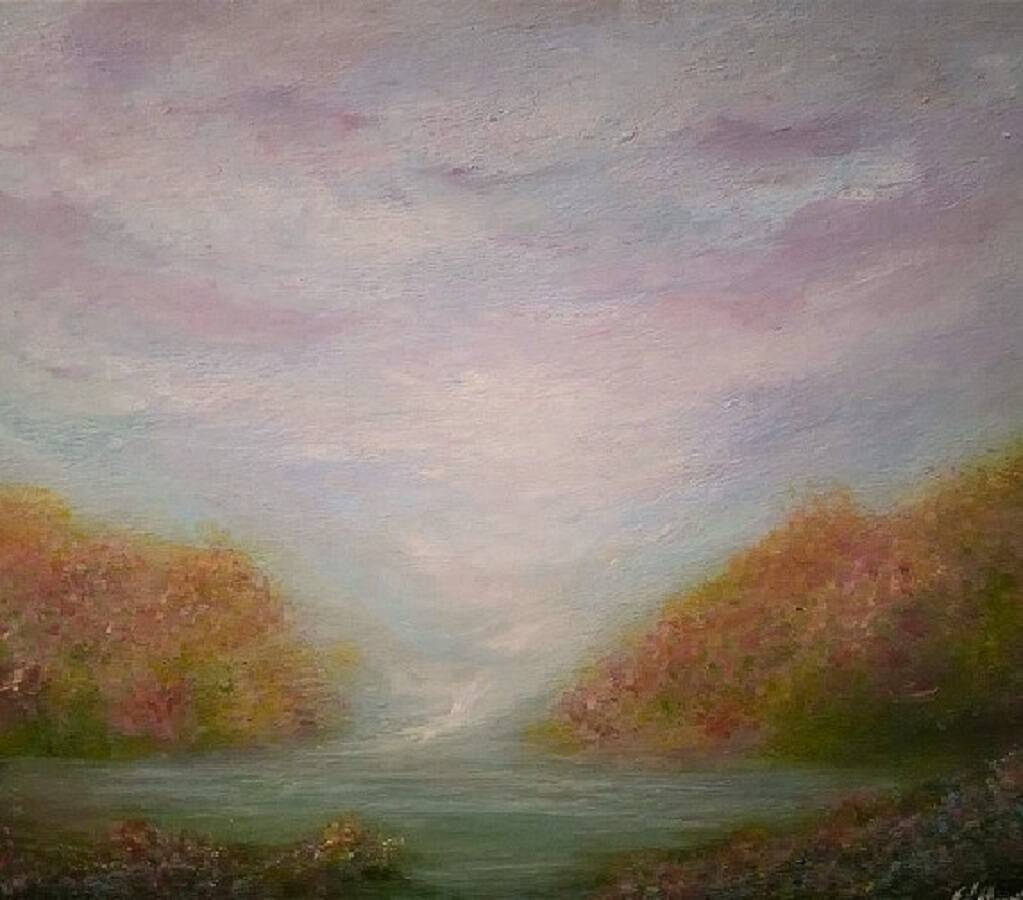 Half-abstract, half-impressionist tableau, original signed with its certificate.