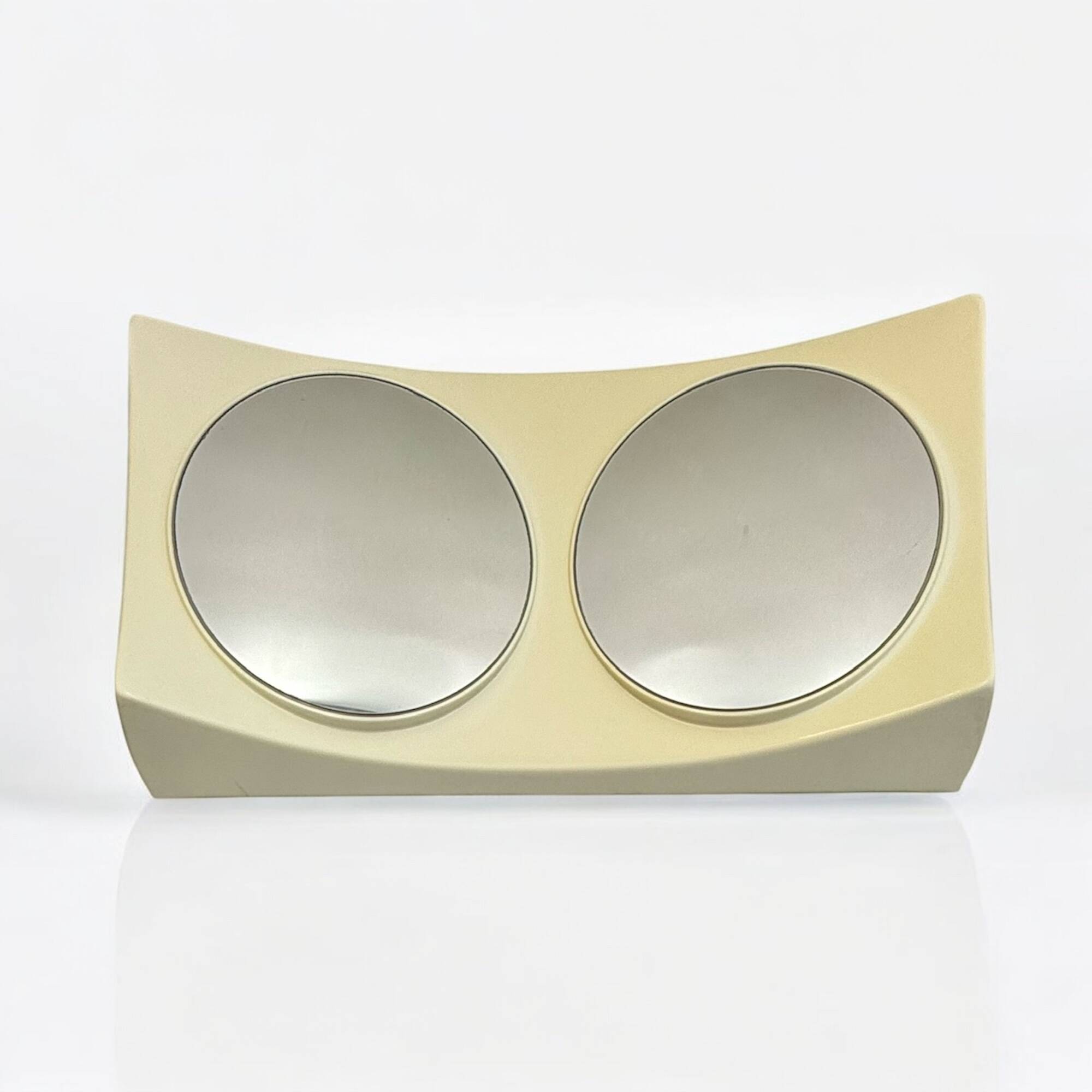 Miroir mural italien OVNI, plastique ivoire flexible, design vintage de l'ère spatiale,