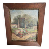 Oil on canvas signed old “Jardin”