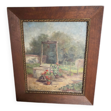 Huile sur toile signée ancienne « Jardin »