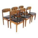 Set of 6 leather chairs, FDB Møbler, Denmark, 1960s