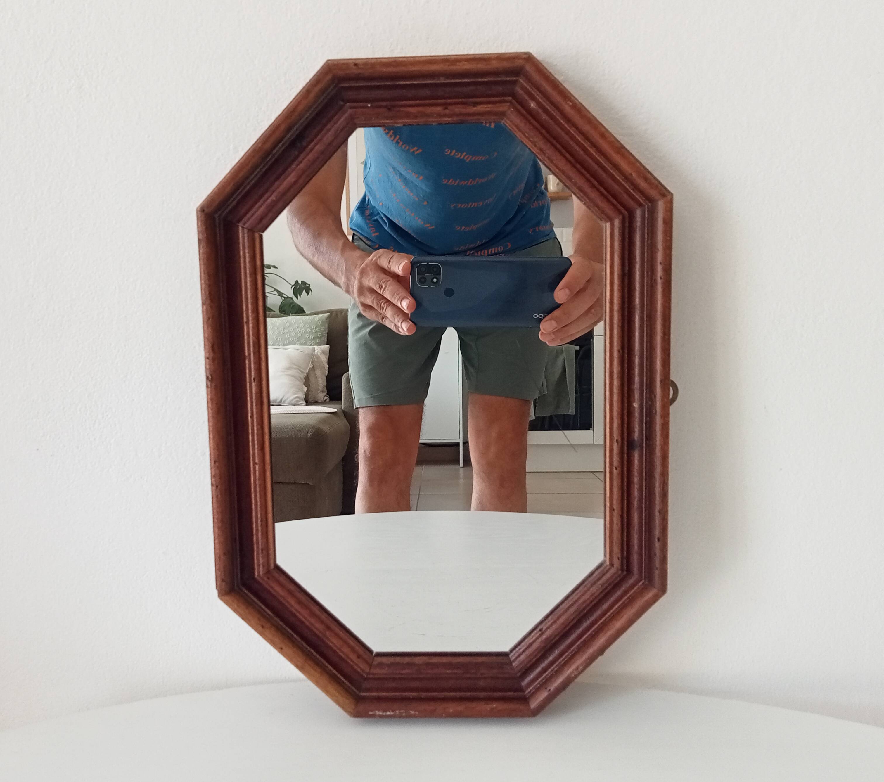 Vintage octagonal mirror from the 1960s.