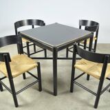 Fritz hansen / scandinavian papercord dining set (5) / mogens lassen / denmark 1960s
