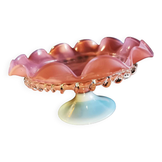 Pink opaline cup and glass milk