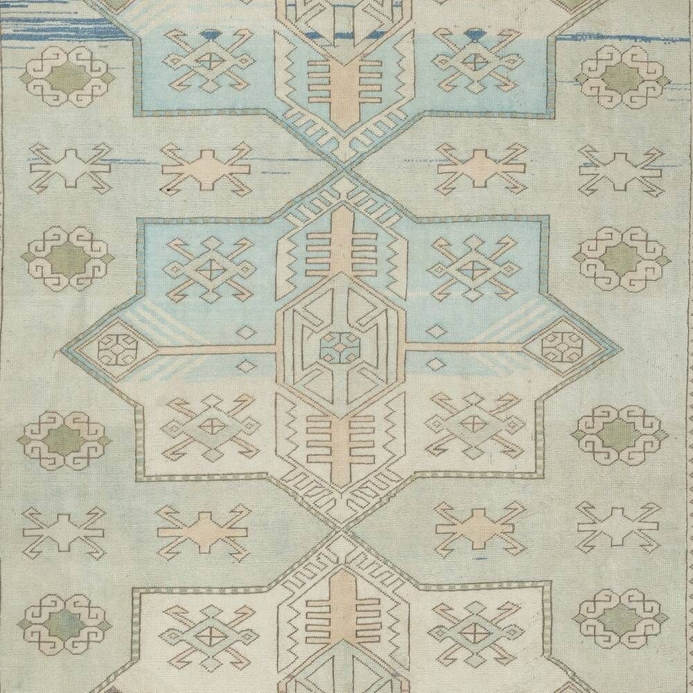 One of a kind Vintage Beige Large Area Rug. Handmade Turkish Carpet