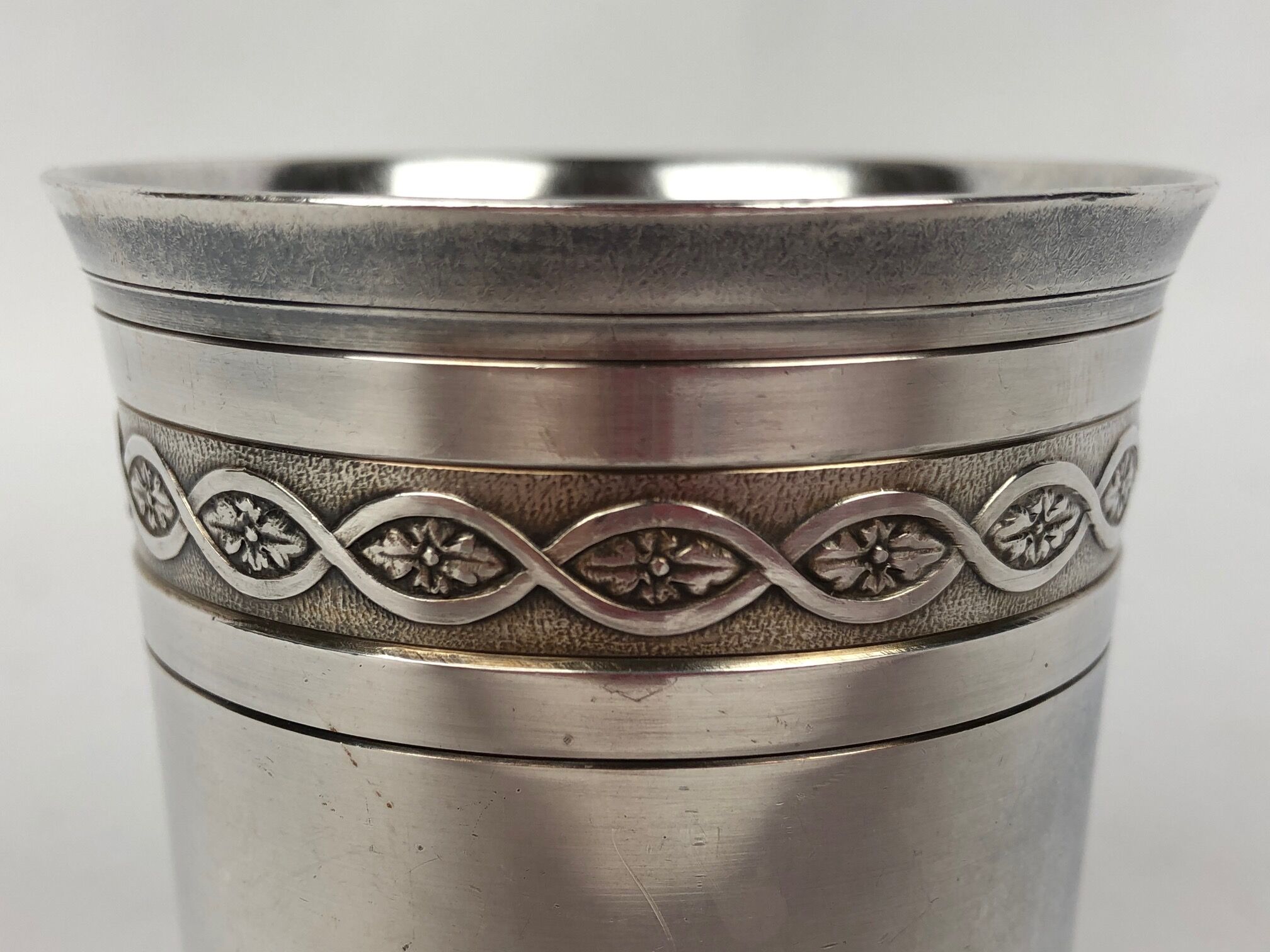 Timbale Christofle vintage silver metal, engraved Jean-Pierre, 1950