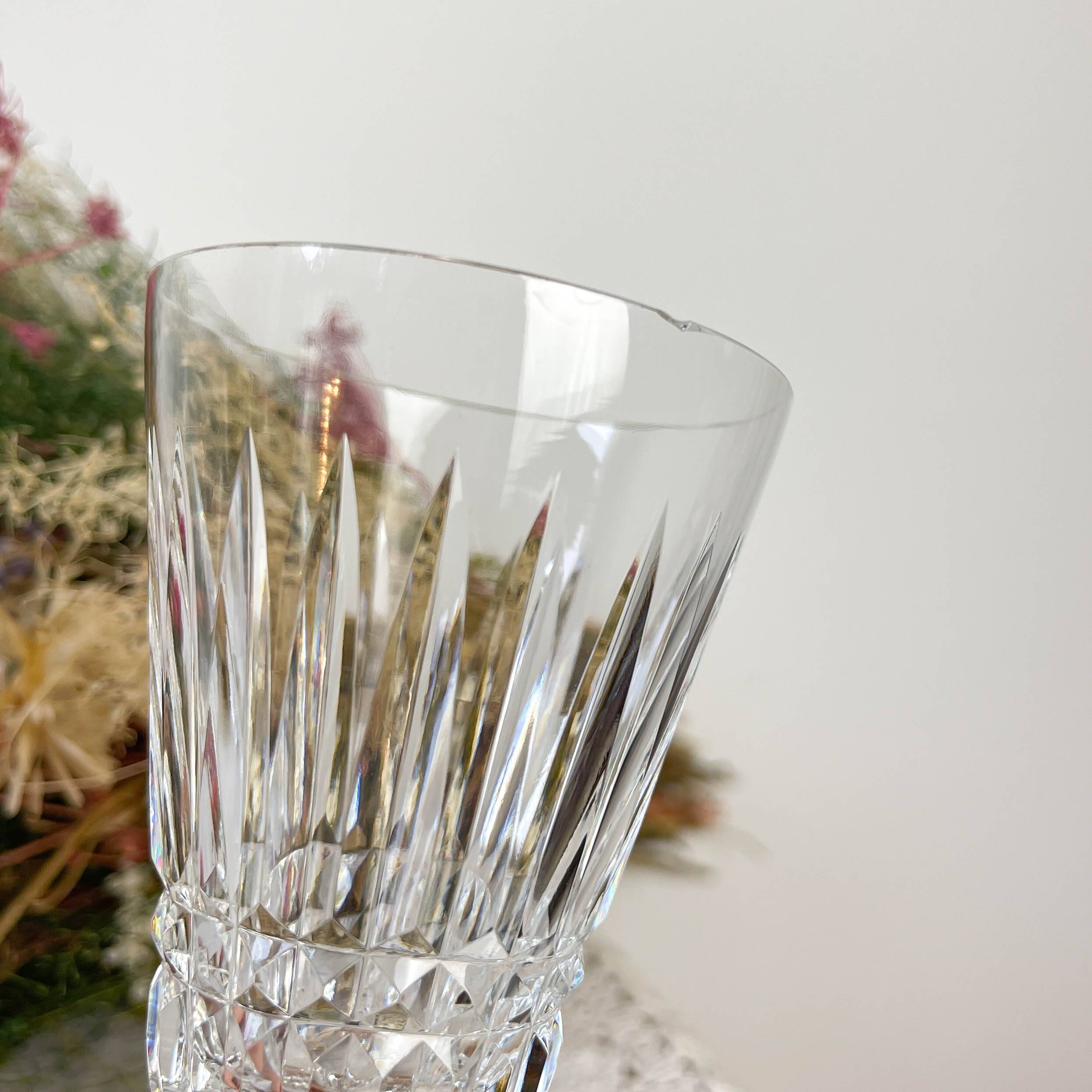 6 French chiseled crystal red wine glasses