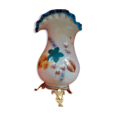 Enamelled opaline vase. Bronze feet Early twentieth century.