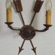 French Vintage Bronze Empire Arrow & Quiver Criss Cross Double Wall Sconces