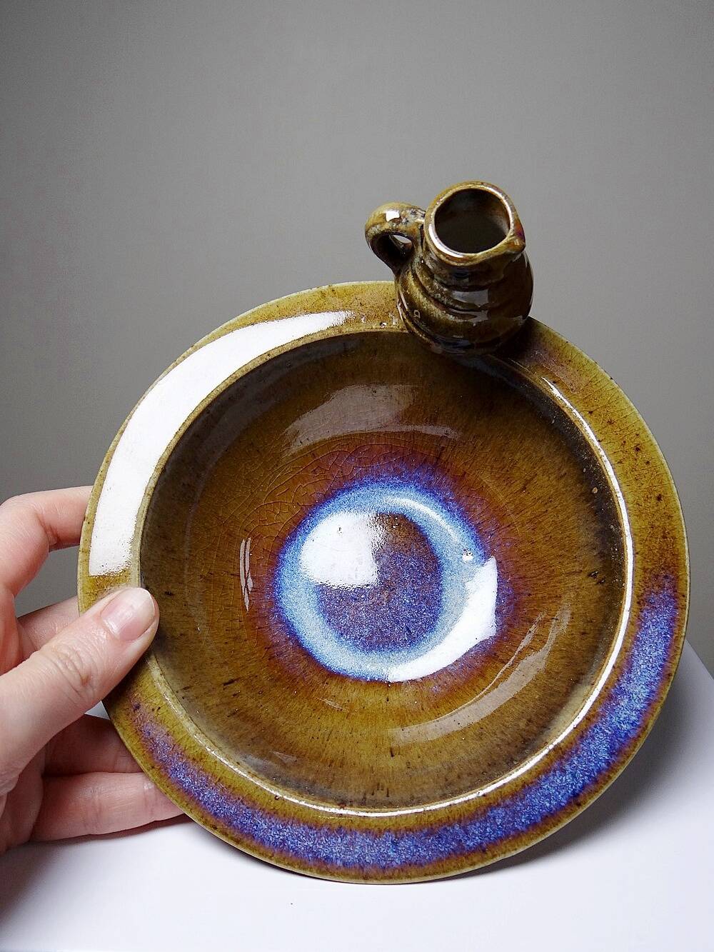 Pretty bowl or small original vintage stoneware cup signed "Marie" La Borne?