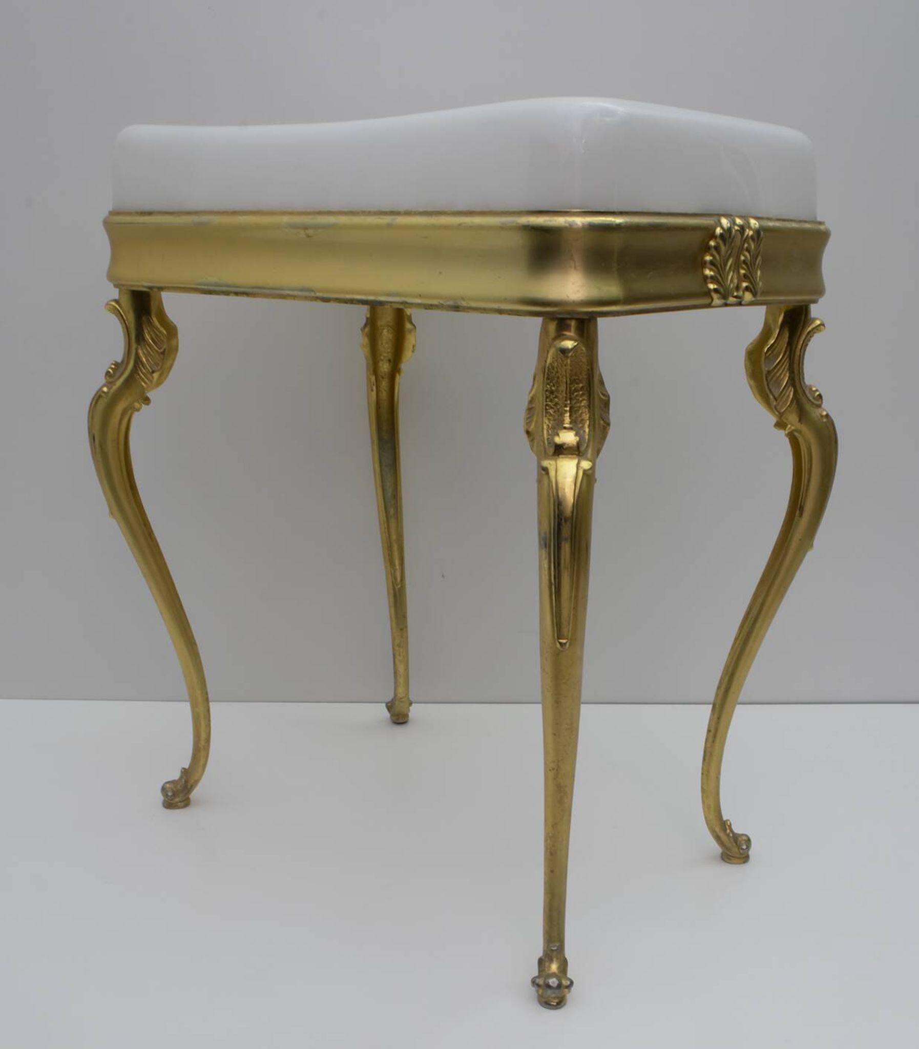 Mid-Century Modern Italian Brass and Plexiglass Stool, 1950