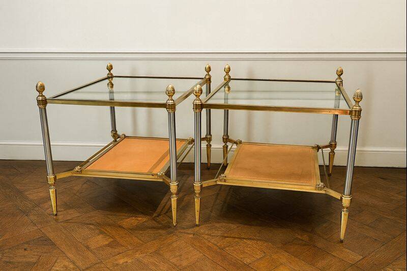 Pair of side tables attributed to Maison Jansen, circa 1950–1960.