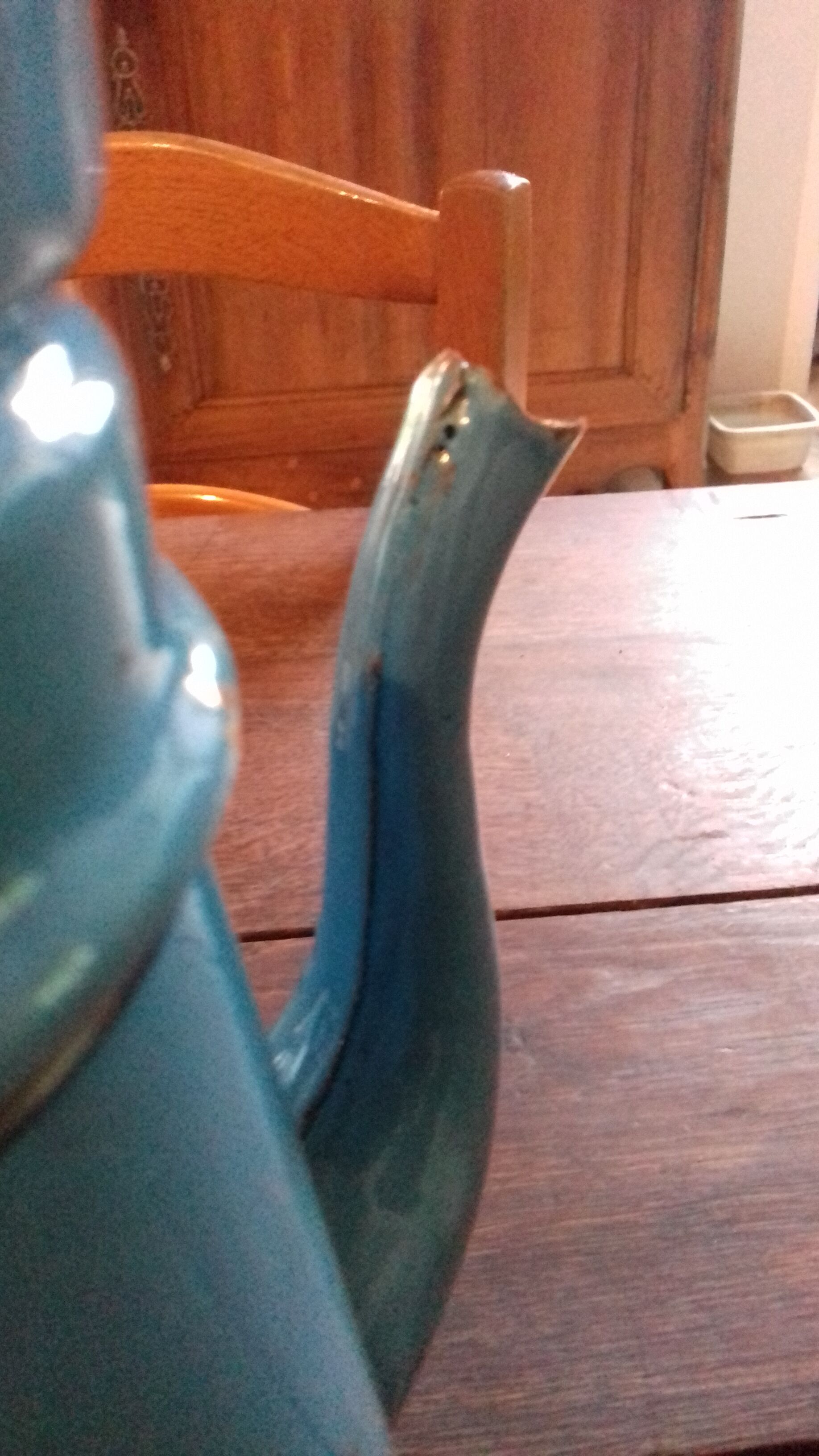 Blue enamelled coffee maker floral pattern