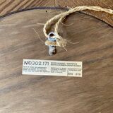 Old round wall mirror in solid wood - 51 cm