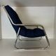 Fauteuil tubulaire chromé bleu années 70 Space Age