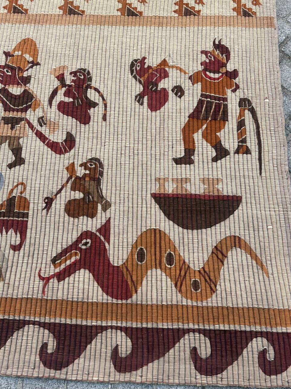 Belle tapisserie tribale péruvienne d'époque art déco