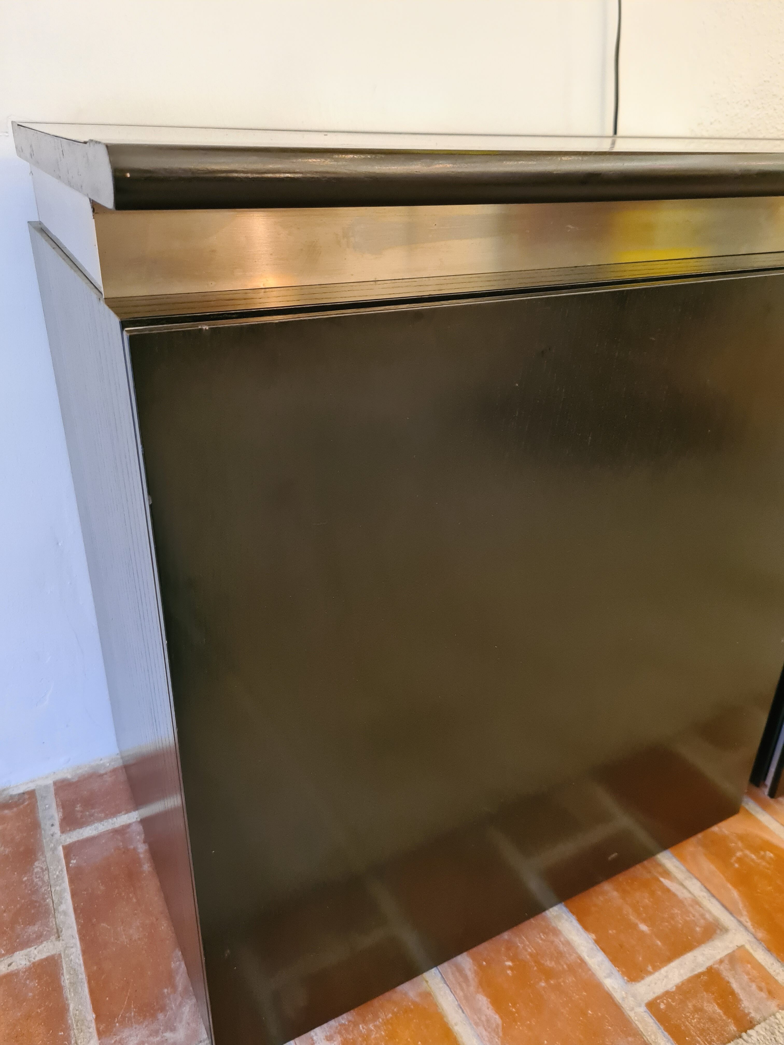 Blackened wood and chrome