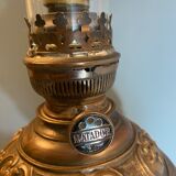 Nineteenth electrified brass kerosene lamp