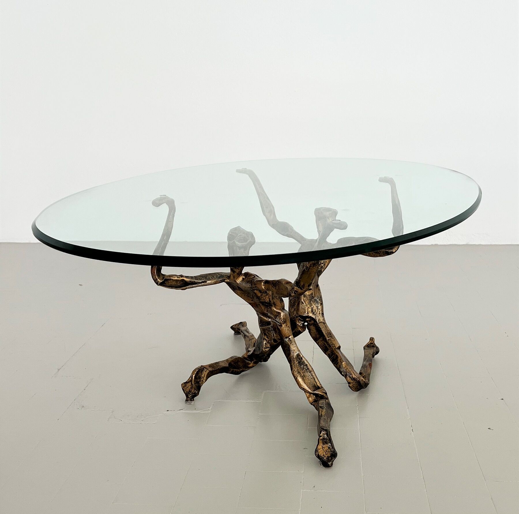 Salvino marsura vintage bronze handcrafted trinidad brutalist coffee table, 1960