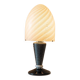 Mushroom table lamp Murano Swirl - silver details in black and white - vintage glass - Space Age design - 1970s