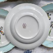 6 vintage white and green porcelain soup plates Iris Moulin des Loups "Sargosse" 1950s