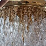 Cascading chandelier with wavy Murano crystals, 1970s
