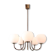 Vintage Italian Brass and Opaline Chandelier in Copper Color, 70s