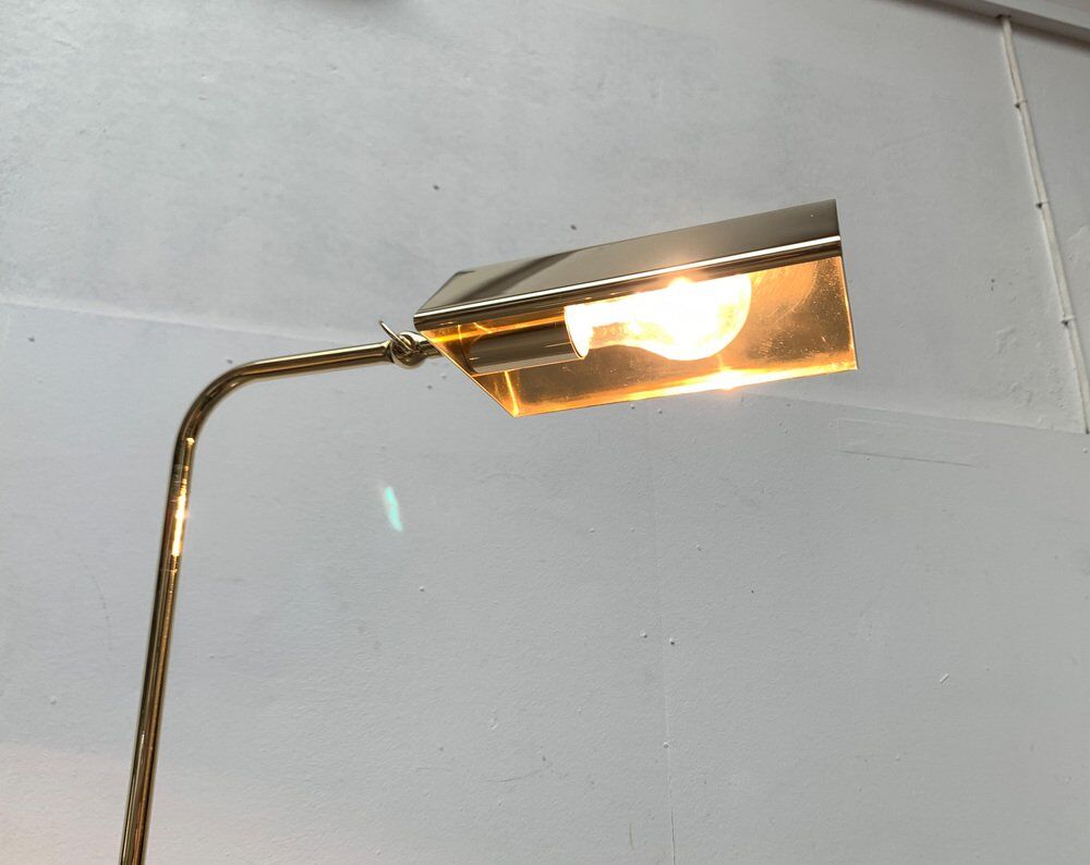 Vintage Hollywood Regency floor lamp in German brass by Florian Schulz.