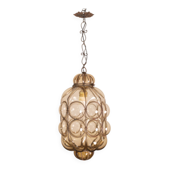 Wonderful Amber Vintage Venetian Lantern, Seguso Murano Glass, Italy, 1950s