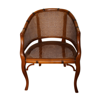 Barn-signed caning armchair